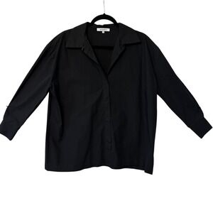 OLIVACEOUS Black Cotton Long Sleeve Collared‎ Button Up Shirt Womens Size S